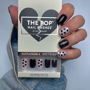 Red Aspen Black and Pink Press-On Nails